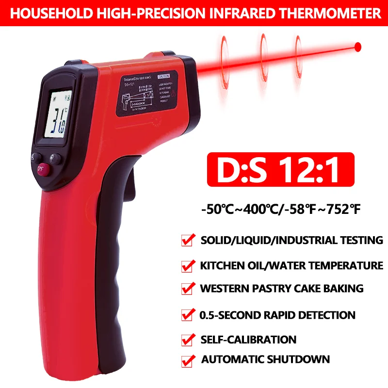 Enhanced Infrared Laser Thermometer Gun - Non-Contact Temperature Gauge, -50~400℃ Range
