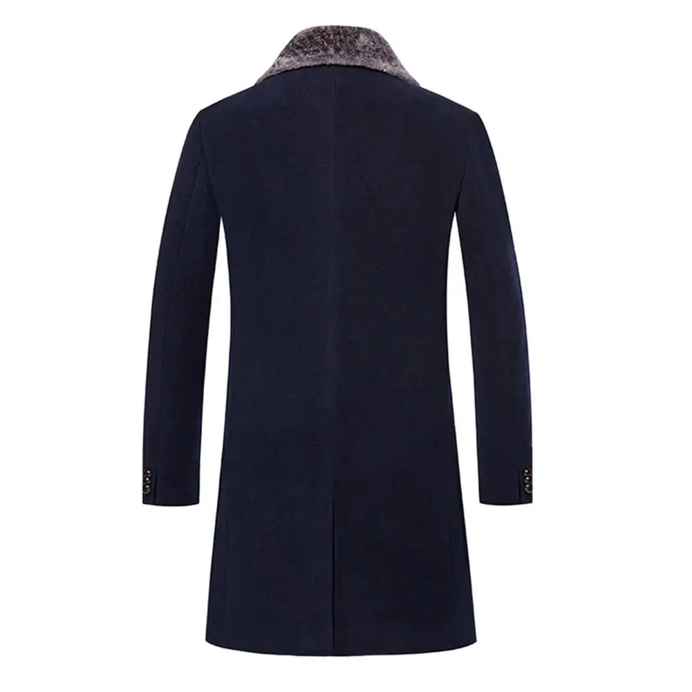 Warmth Coat Stylish Men Business Jacket Washable Warm Overcoat Plush Collar Turn-down Collar Buttons Windbreaker Keep Warm