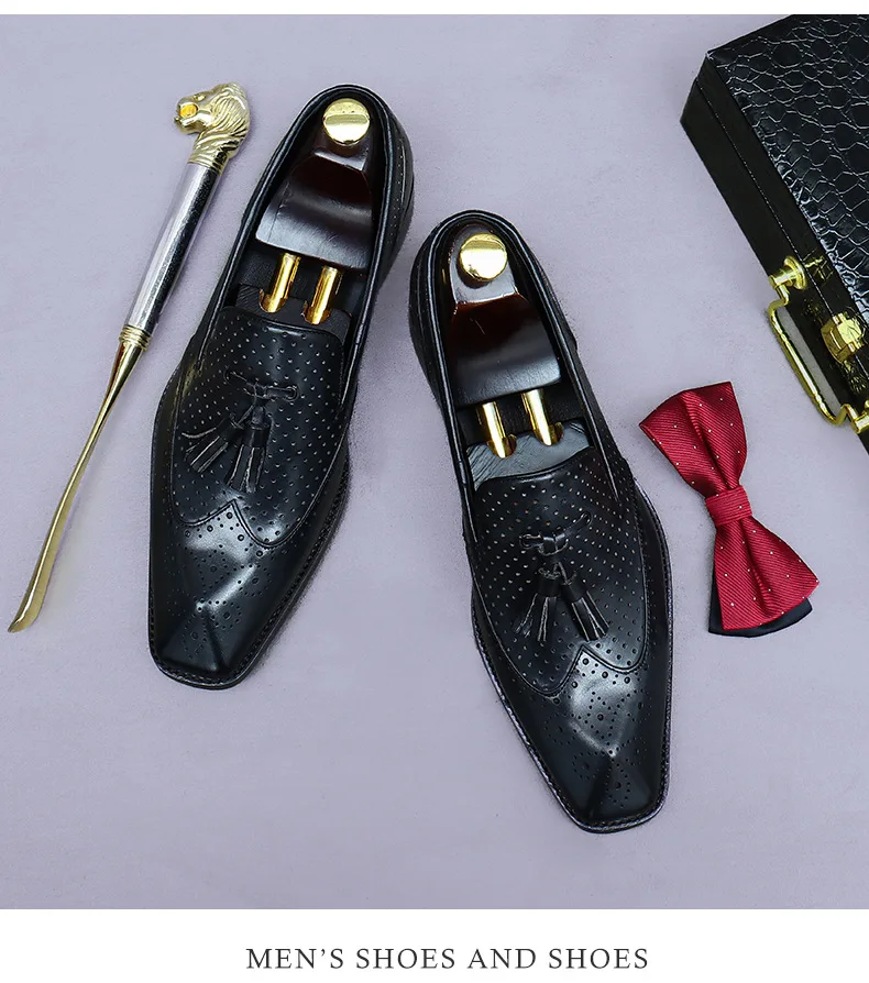 Men's Genuine Leather Tassel Loafers | Vintage Moccasins 38-46