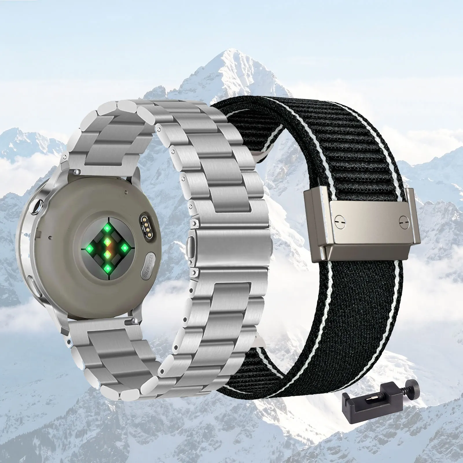 Dual-Styled Strap Set: Premium Metal and Nylon Bands