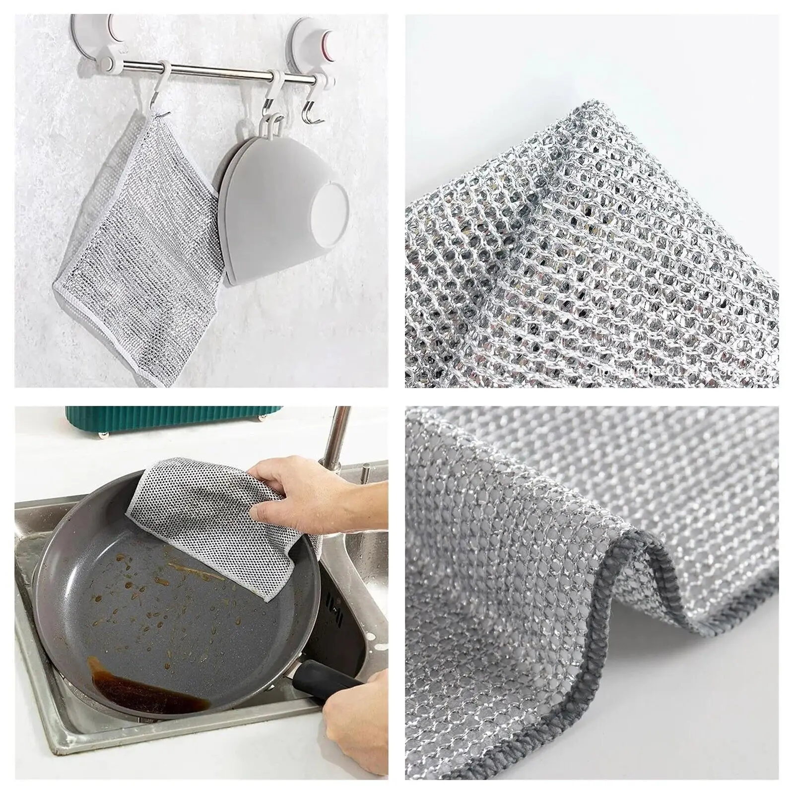 Kitchen Washcloths For Dishes Portable Kitchen Dish Washing Cloth Reuseable  Nonstick Oil Rag Multipurpose Wire Dishwashing Cloth - AliExpress