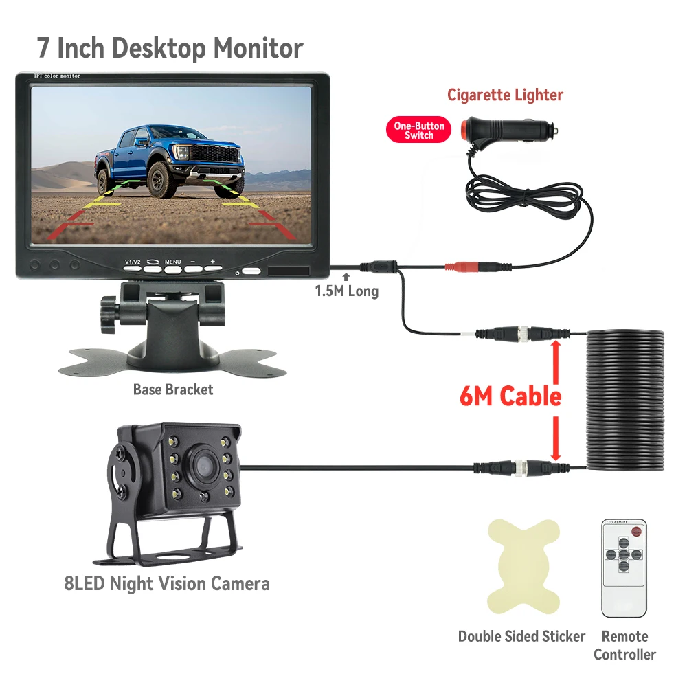 מצלמת ראיית אחורה לרכב חניה KTYDKP עם מסך 12-24V מצלמת רוורס עם מסך 7 אינץ 'מצלמת גיבוי למשאית ולרכבת