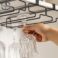 Iron Ambry Cup Holder Without Perforation Upside Down Waterlogging Glass Cup Holder Hanging Wine Cup Storage Kitchen Organizer 1