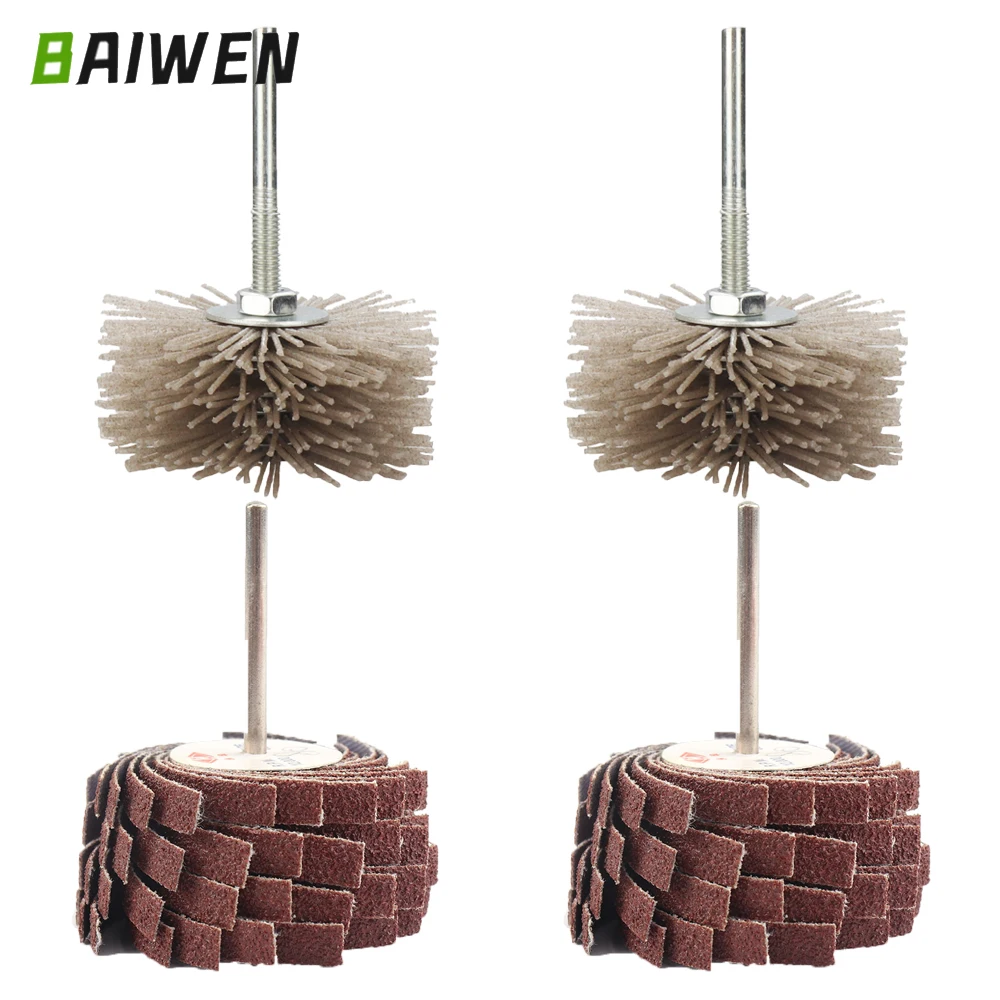 

80mm Grinding Flower Head Abrasive Nylon Wheel Brush 80-600Grit Woodwork Polishing Brush Woodwork Wood Furniture Deburring Tools