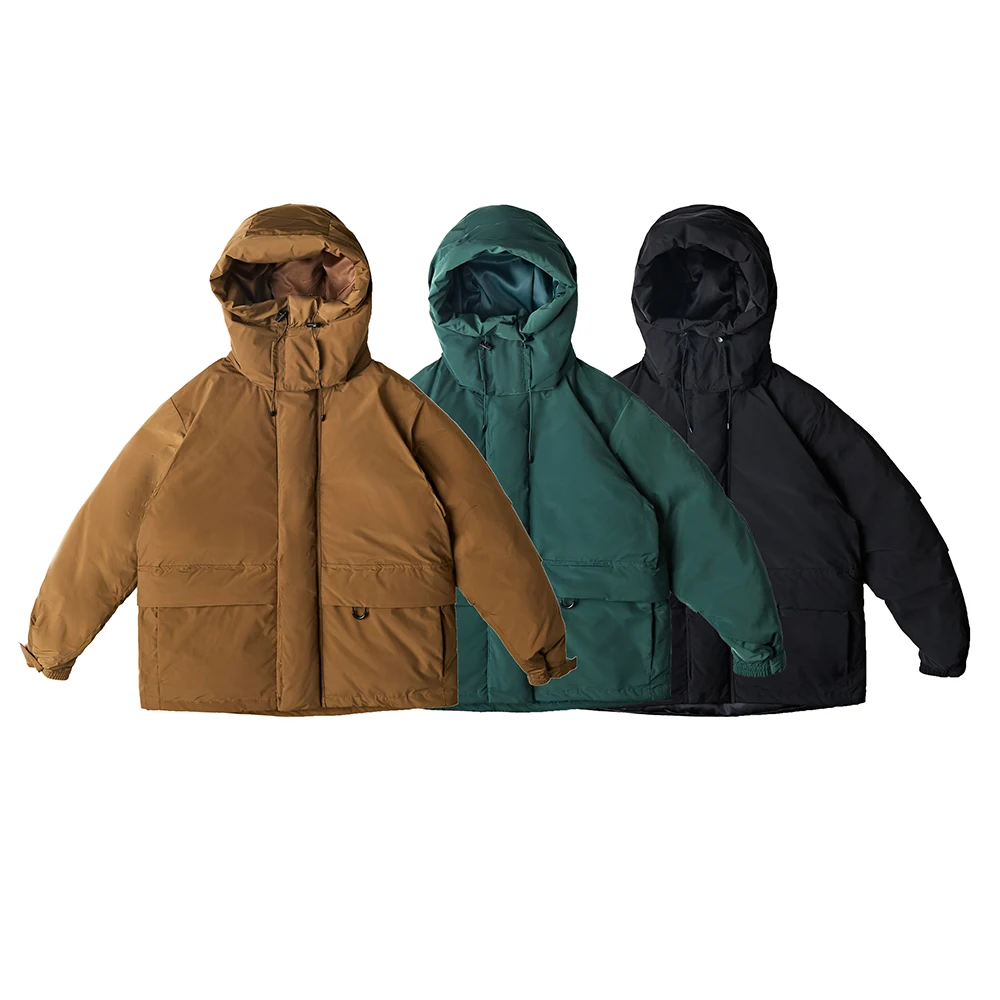 

(90 white eiderdown) cap removable waterproof overalls down jacket for men