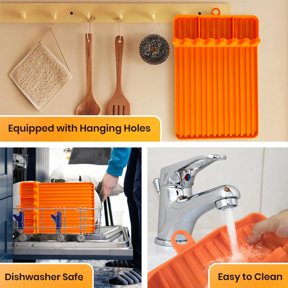 Silicone Griddle Tools Mat for Blackstone-Side Shelf Mat，Spatula Mat With Drip Pad，Heat Resistant Utensil Holder