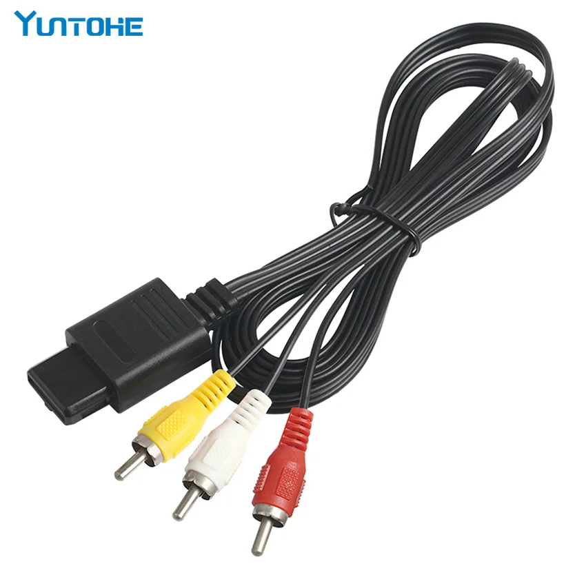 

1000 шт. 1,8 м 6 футов AV TV RCA видео шнур, кабель для Game Cube/для SNES Game Cube/для Nintendo для N64 64 видеоигр кабели