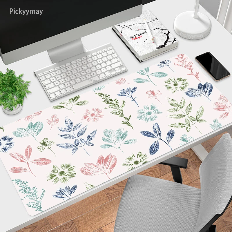Flower Mouse Pad para Computador Tapete de Mesa Grande Computador Mousepad Borracha Macia Mause Pad Aquarela Arte Office pc Keyboard Desk Mat Xxl - Imagem 4