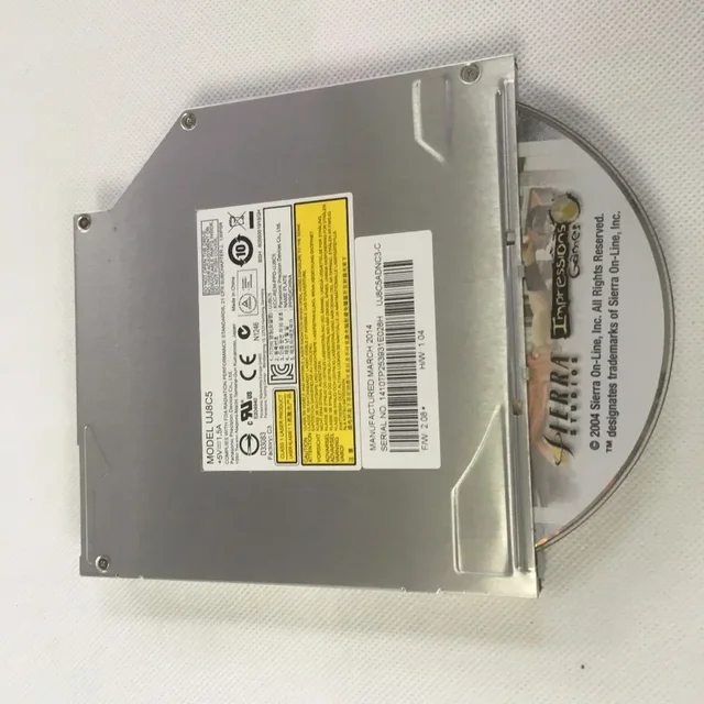 鍋DVD5枚 UJ8HC 9.0mm SATA Internal Slim DVD CD Burner Drive For Acer