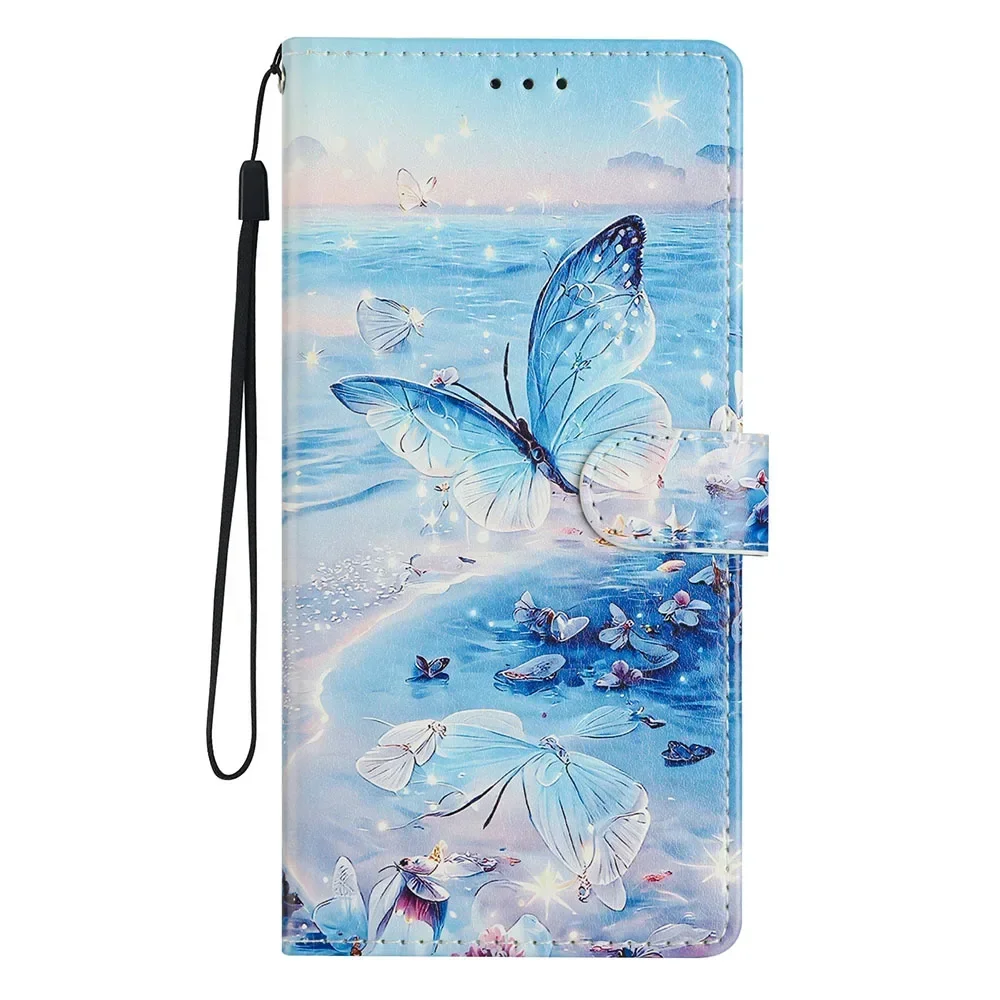 Colorful Vibrant Painted Flip Leather Wallet Phone Case with Card Slots