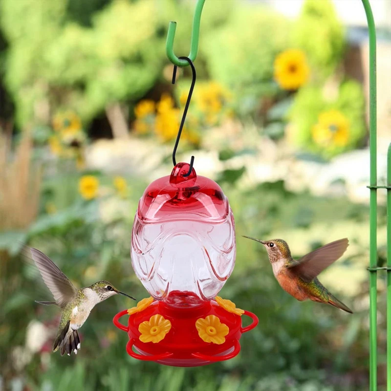 Hummingbird Feeders For Outdoors Hanging, Hand Blown Glass Hummingbird Feeder 15 Oz Sealed And Leak With Feeder
