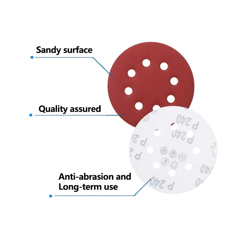 XCAN 5Inch 125mm Round Sandpaper 8 Holes Disk Sand Sheets Grit 40-3000 Hook and Loop Sanding Disc Abrasives for Polish