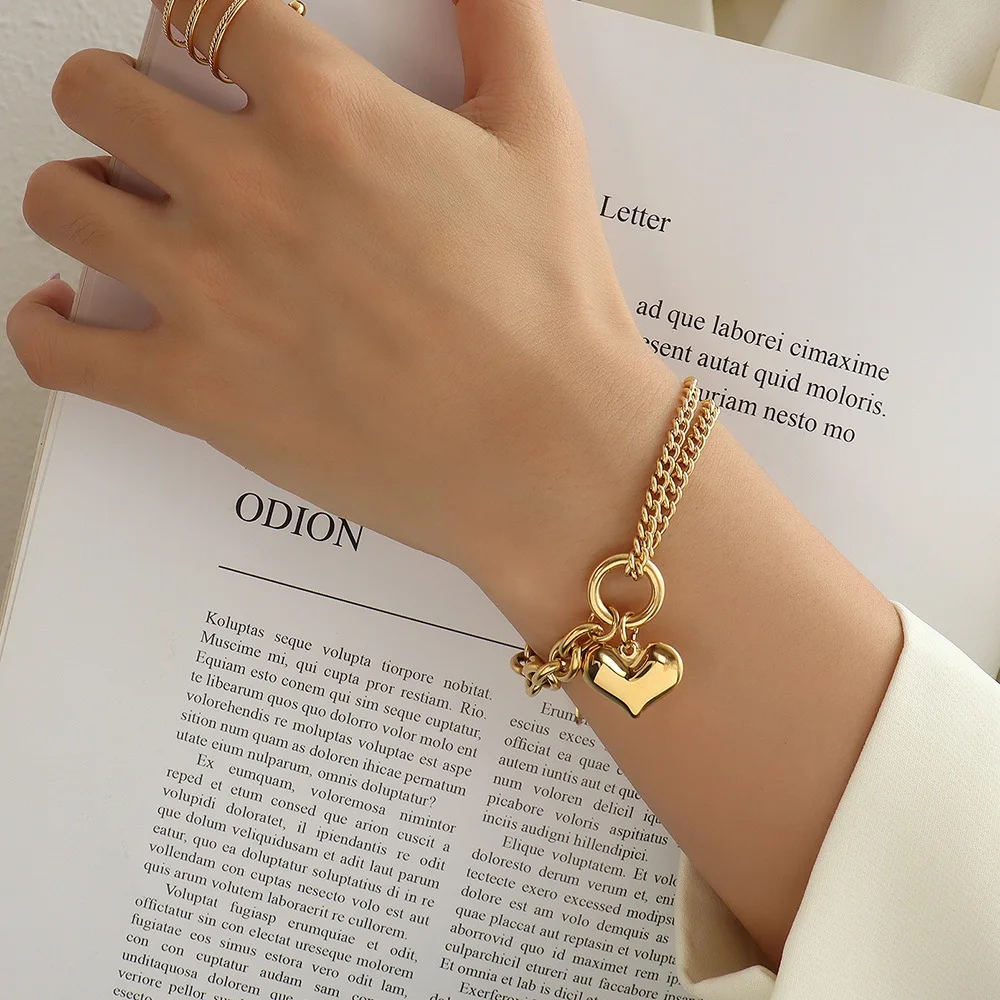 18k Gold-Plated Silver Girls ID Bracelet with Heart