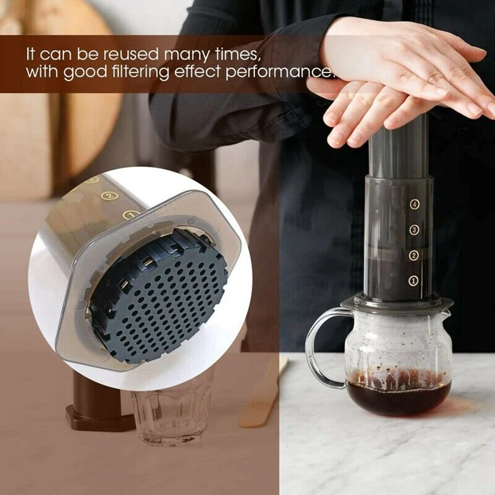 Cappuccio Filtro Di Ricambio Nero Per AeroPress, In Plastica, Misura 7.4 X 1.5cm - Foto 2
