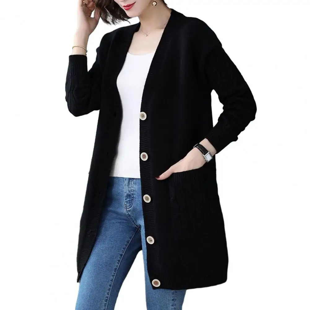 

Autumn V-neck Knitted Cardigan Jackets for Women Elegant Sweater Coats Casual Loose Knitewear Outwear chaquetas para mujeres