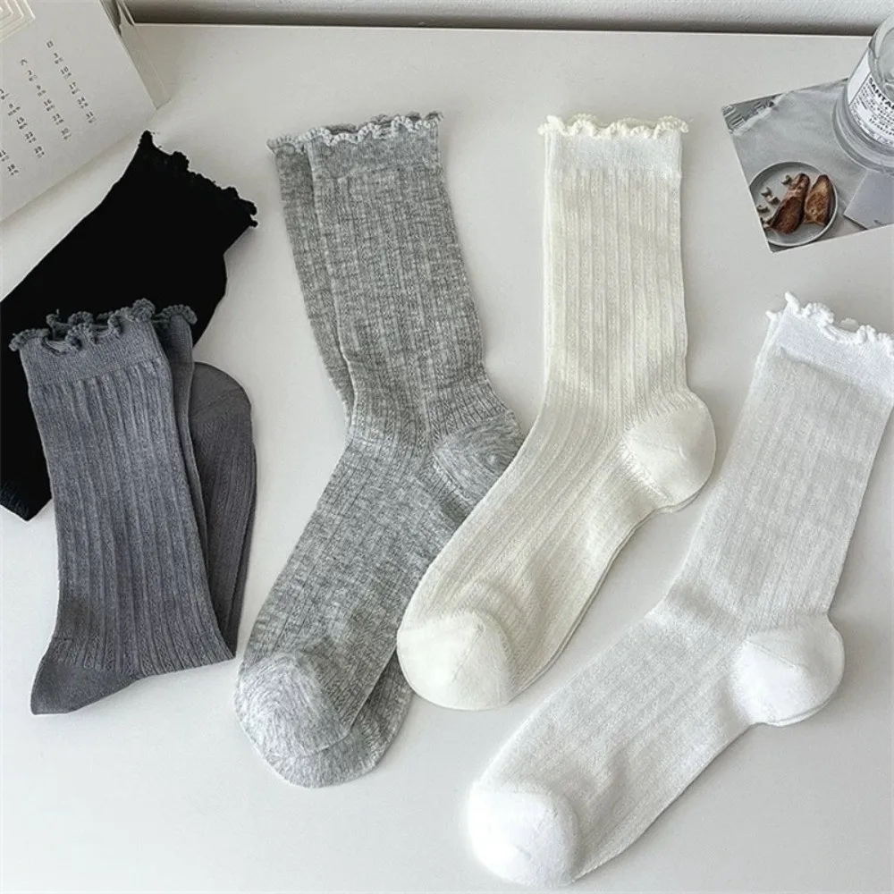 Women Mesh Mid Tube Socks Polyester Cotton Breathable Ballet Style