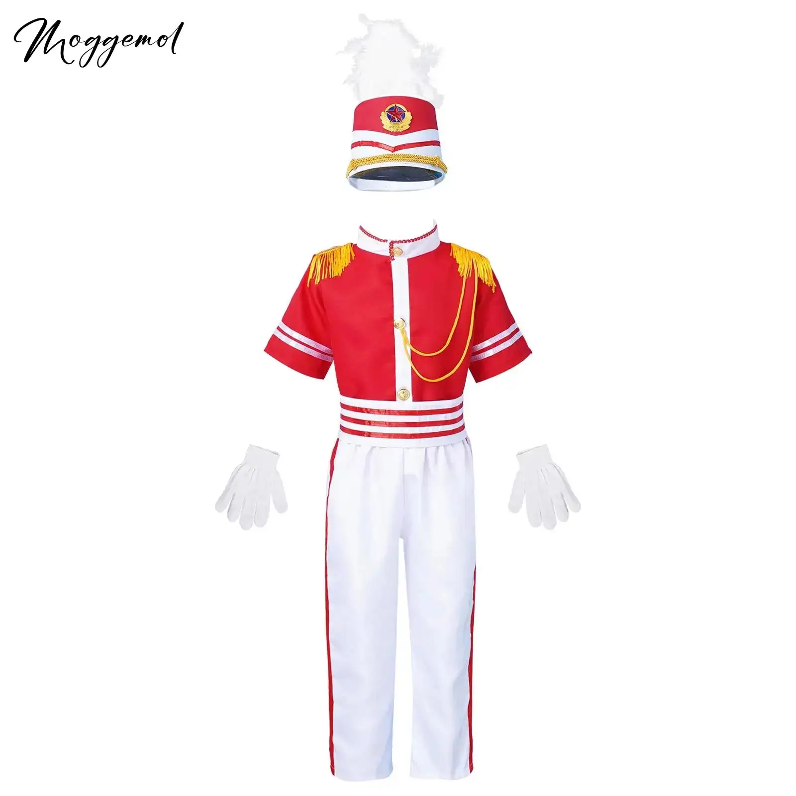 

Boy Girl Soldier Hat Drum Trumpet Team Costume Honor Guard Uniform-nutcracker Costume Halloween Party Stage Performance Suit