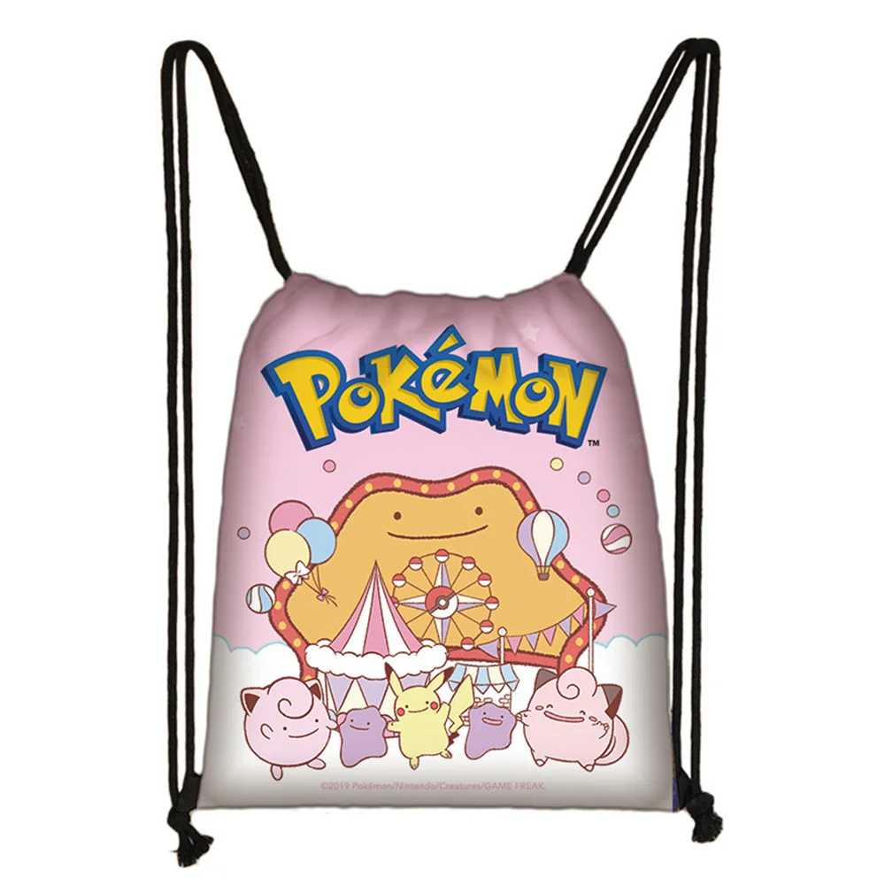 Pokémon Kordelzug Kordelzug Tasche Polyester Student Umhängetasche Outdoor Einkaufstasche Jungen Mädchen Canvas Geschenktasche – Detail 8