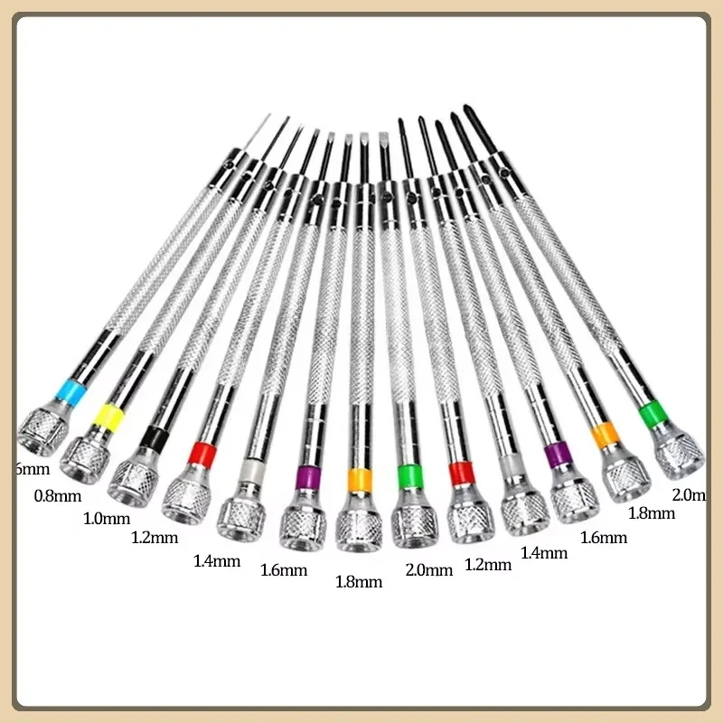 13Pcs 시계 수리 도구 스크루 드라이버 세트 0.6mm-2.0mm 플랫 헤드 스크루 드라이버 키트 시계 수리 도구에 대한 전문 시계 제조 업체