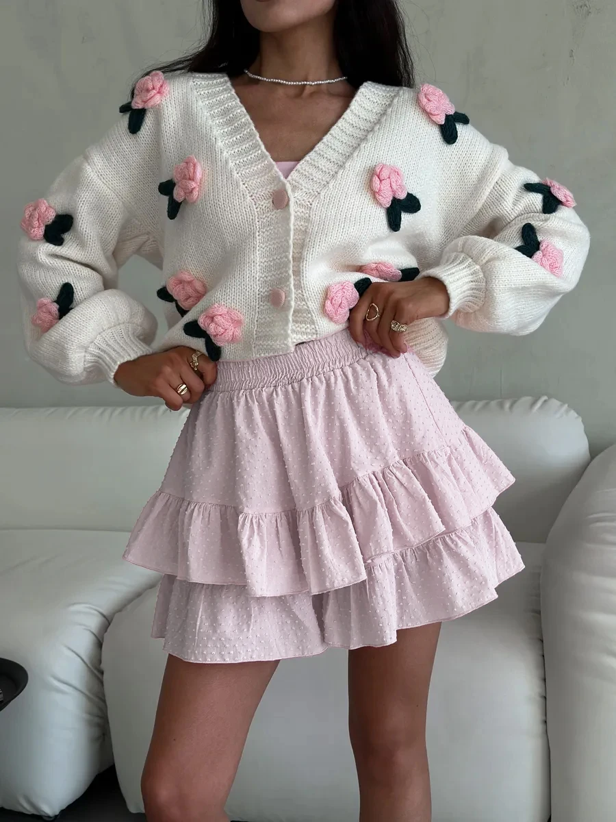 Bornladies Sweet Ruffled Shorts Women's Summer Korean Style Polka Dot With Lining Short Skirt High Waisted 100% Cotton Shorts