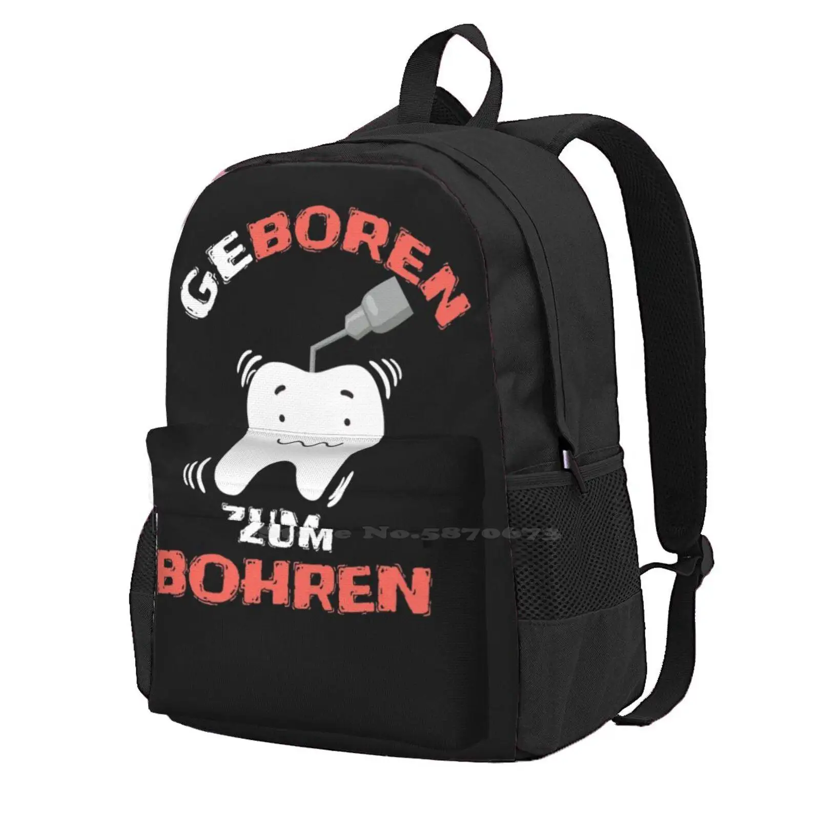 

Geboren Zum Bohren Zahnarzt Zahn Shirt Design Bag Backpack For Men Women Girls Teenage ZahnRztin Bohren Zahnarzthelferin