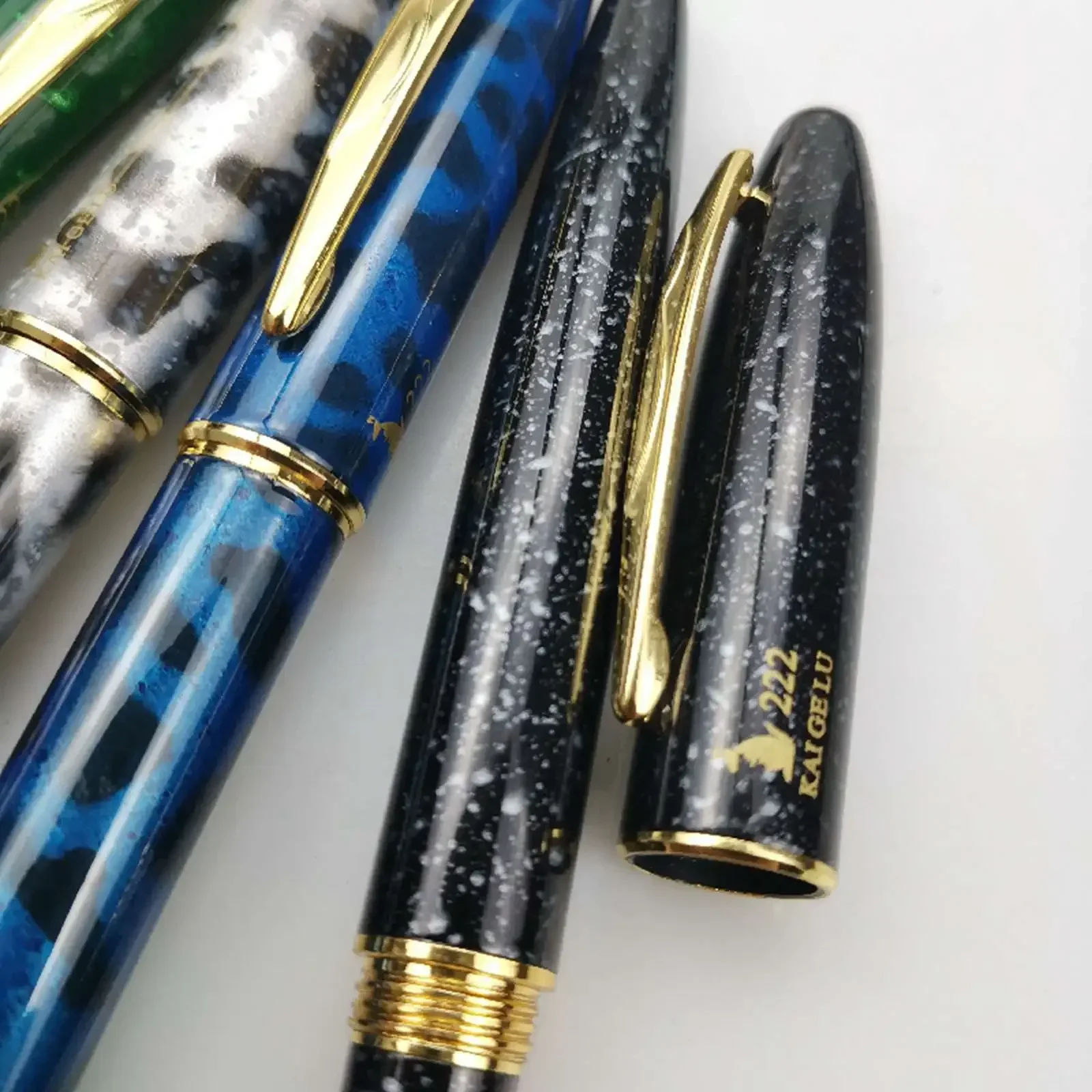 Kaigelu 222 fountain pen pure copper rod screw cap titanium-plated nib rotating ink absorber school office gift pens stationery 4
