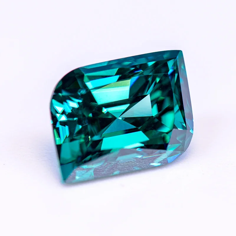 Moissanite Gemstone Leaf Cut Primary Color Emerald Green Lab Grown Diamond for Charms Jewelry Making Materials with GRA Report