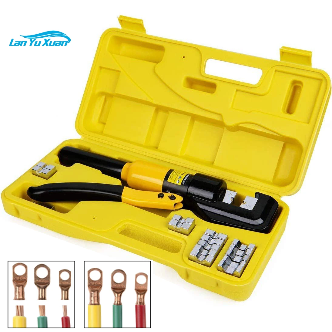 

10 Tons Hydraulic Wire Battery Cable Lug Terminal Crimper Crimping Tool With 9 Pairs of Dies