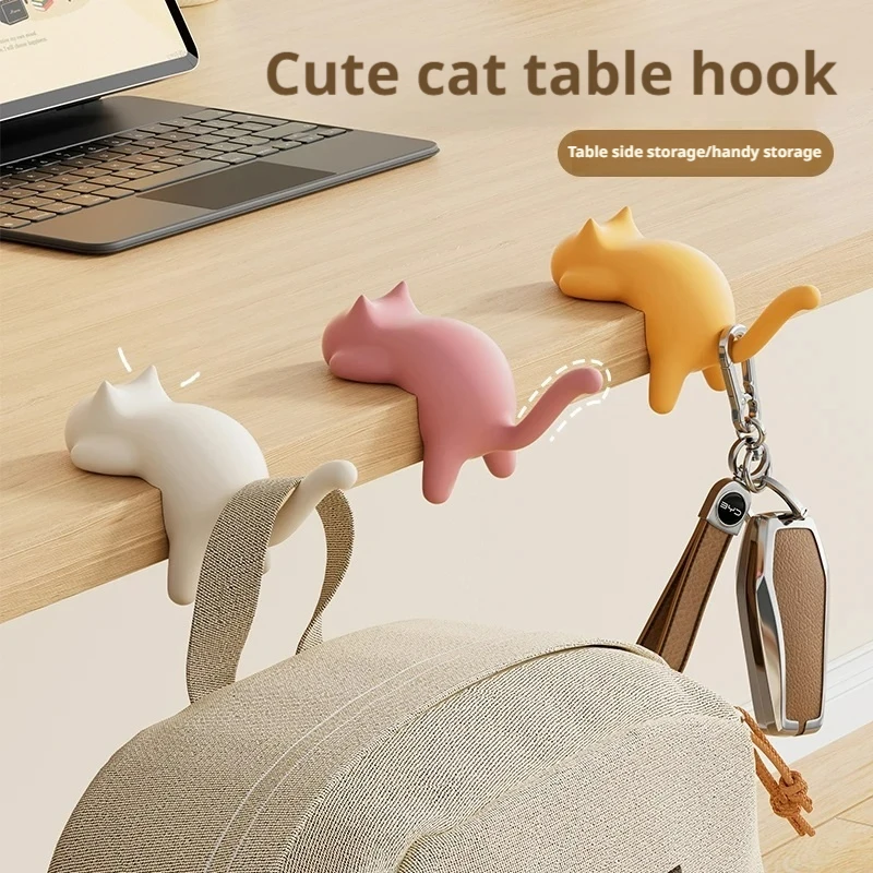 Desktop Hooks Cute Cat Shaped Key Holder Hooks Desk Ornament