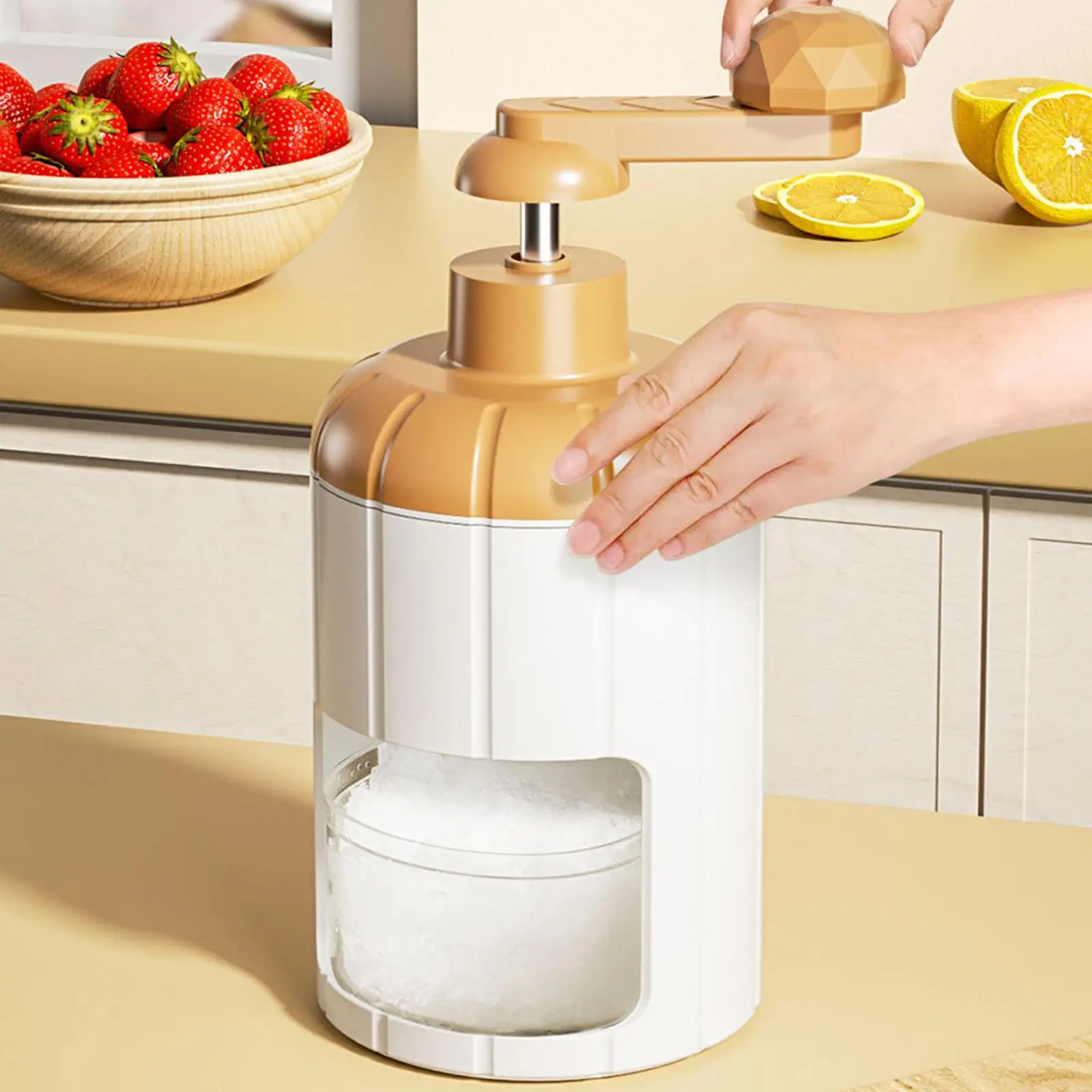 

Hand Crank Ice Crusher Shaved Ice Machine (No Electricity Required) Enjoy Ice Anywhere Exquisite Workmanship with Ice Cube Tray