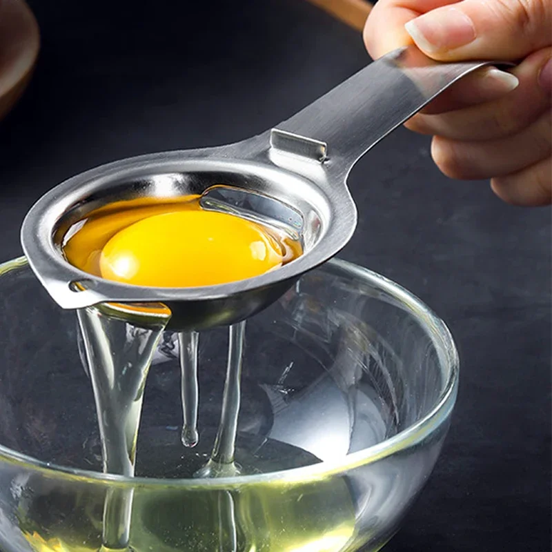 Egg Separator Long Handle Egg Yolk Separator Stainless Steel Tools Yolk White Divider Filter for Cooking Kitchen Accessories Egg Separator