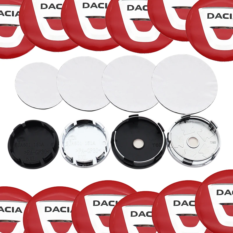 4개 56mm 60mm 65mm 68mm 자동차 엠블럼 휠 센터 허브 캡 림 개조용 크리에이티브 배지 커버 장식 스티커 액세서리 (다치아용)