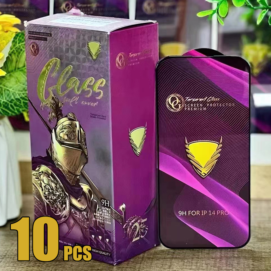 10pcs OG Tempered Glass Full Cover Glue Screen Protector Film Shield For iPhone 16 Pro Max 15 Plus 14 13 12 11 XS XR X 8 7 SE