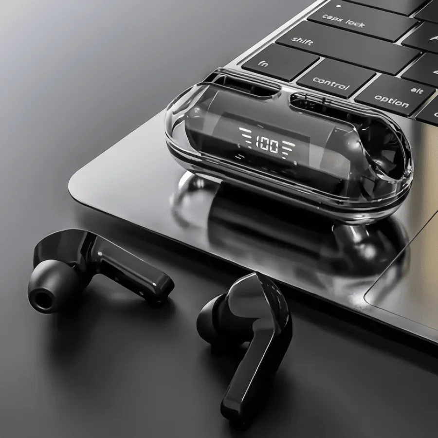 TM20 Transparent Bluetooth 5.3 Earphone Wireless Headphones LED Power Display Noise Reduction Sports Music Game Headset with Mic