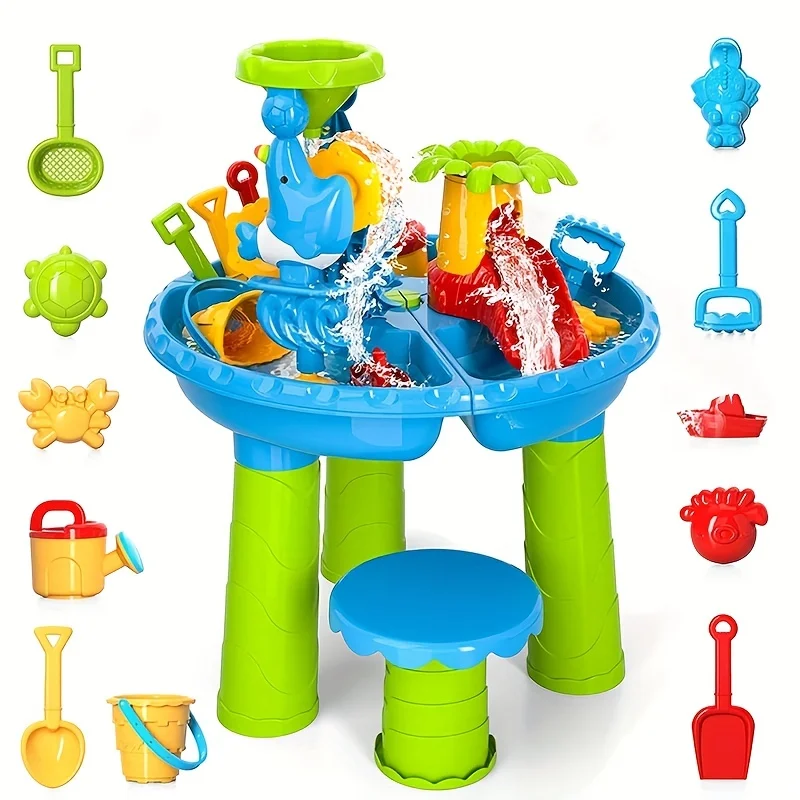 Kids Sand Water Table Toys for Toddlers 3 in 1 Sand & Water Play Table Beach Toy for Kids Table Activity Sensory Play Table Toys 4
