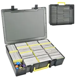 Deluxe Trading Card Storage Box and Organizer - Holds 2300+ Cards (DARK GRAY)