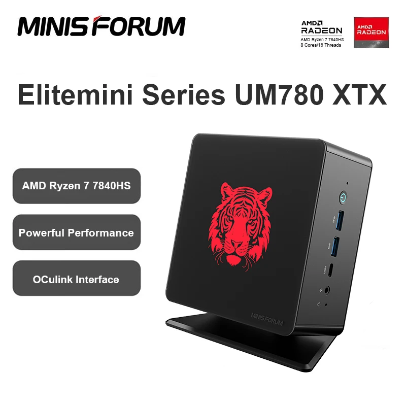 

MINISFORUM UM780 XTX Mini PC AMD Ryzen 7 7840HS Gaming Mini PC Windows 11 DDR5 32GB 1TB SSD 8K USB4 WiFi6E Desktop Mini Computer