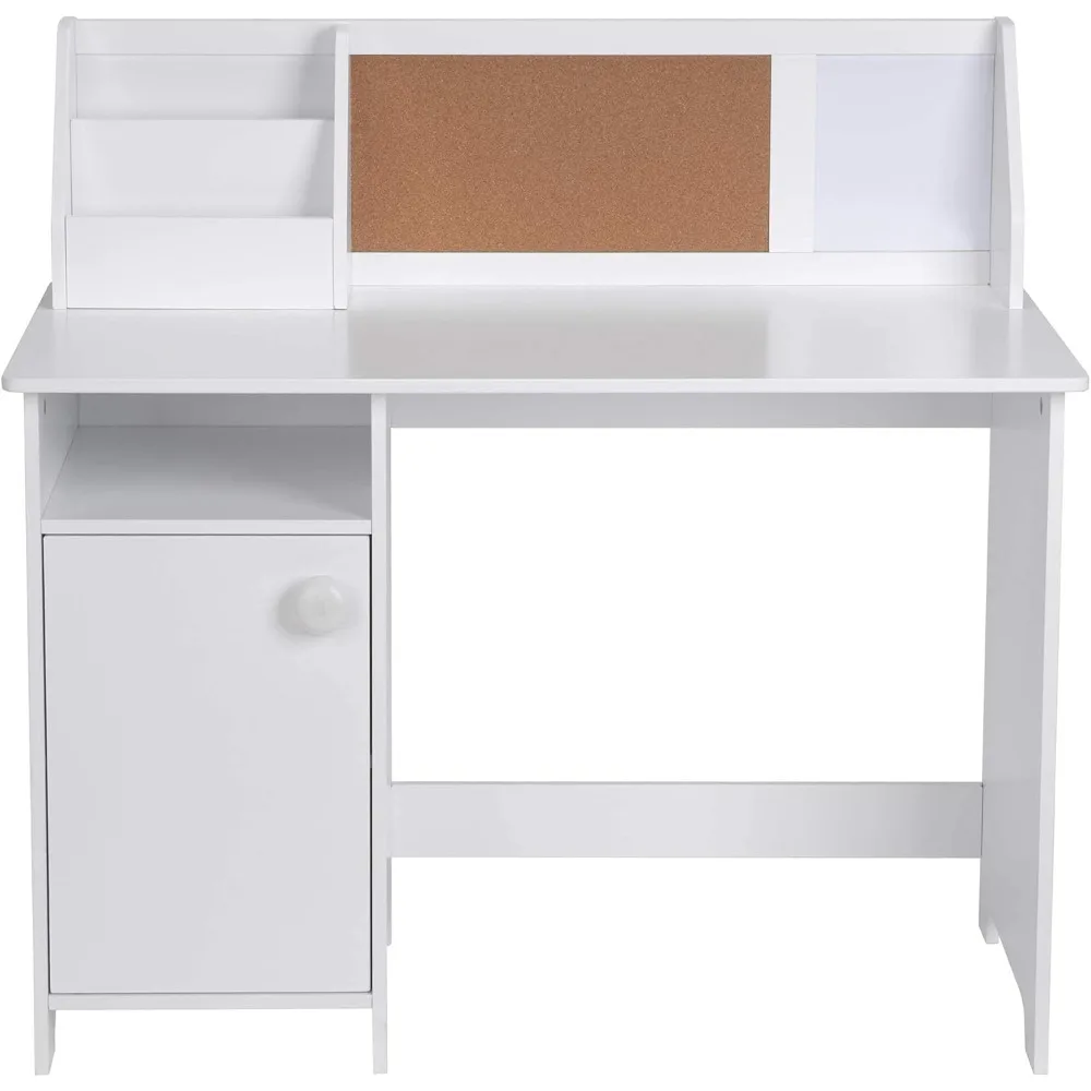Kids Study Desk with Storage, Wooden Children School Study Table with Hutch and Storage Cabinet for 3-8 Years Girls Boys 5