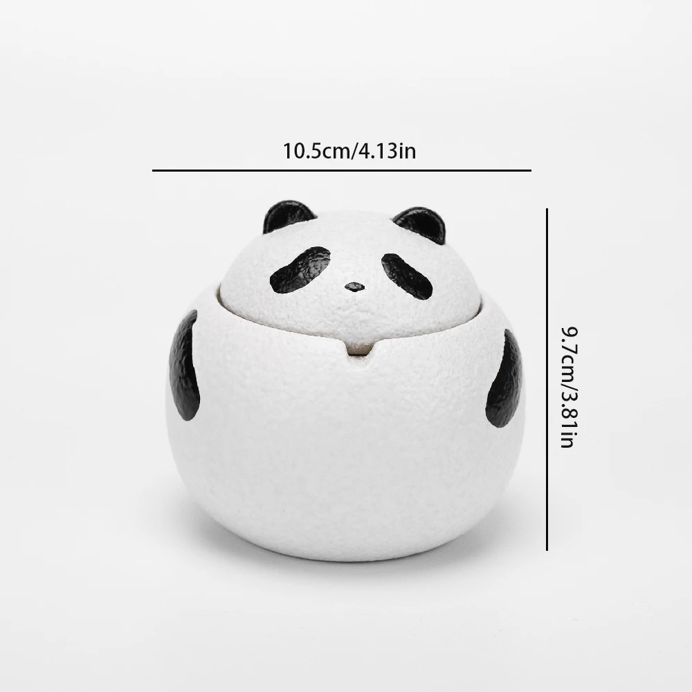 Ashtray for household use, panda shaped office, living room with lid, ashtray to prevent dust from flying, gift decoration