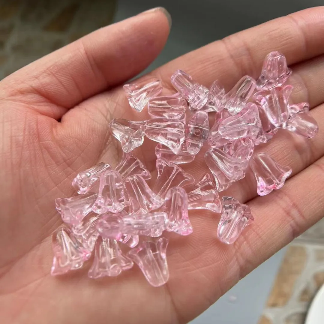 30pcs Multicolor Tulip Flower Glass Beads