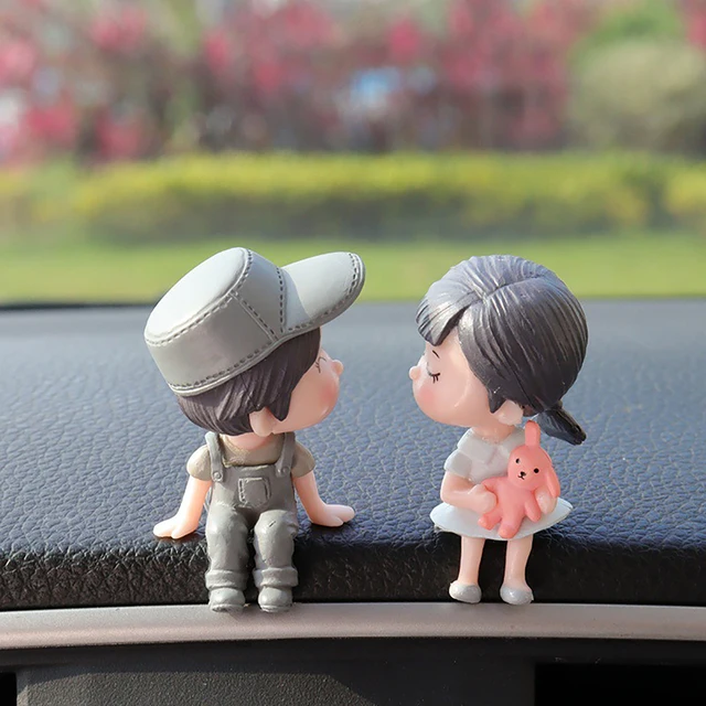 2 Coppie Ornamenti Auto Cartoni Animati - Statuine Resina Coppia Che Si Bacia, Decorazioni Carine - Foto 6