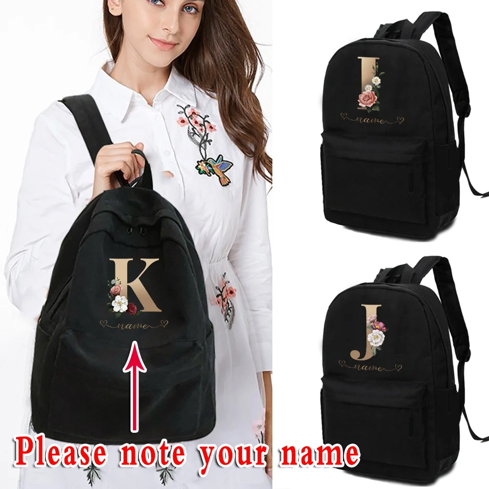 

New Women Backpack Customize Any Name Travel Bag Backpacks School Bag for Teenage Girls Letter Print Bookbag Laptop Rucksack