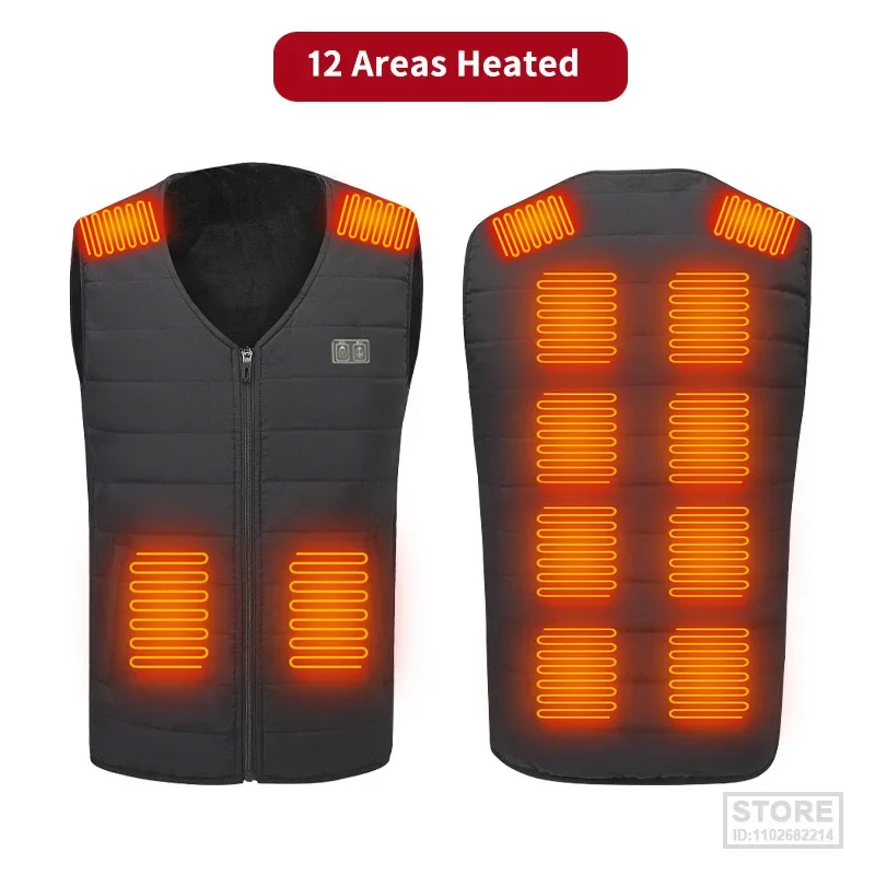 

Men Autumn Winter Electric Heated V-Neck Heating Vest Jackets Women Waistcoat Thermal Heater Warm Outdoor Coat H2392