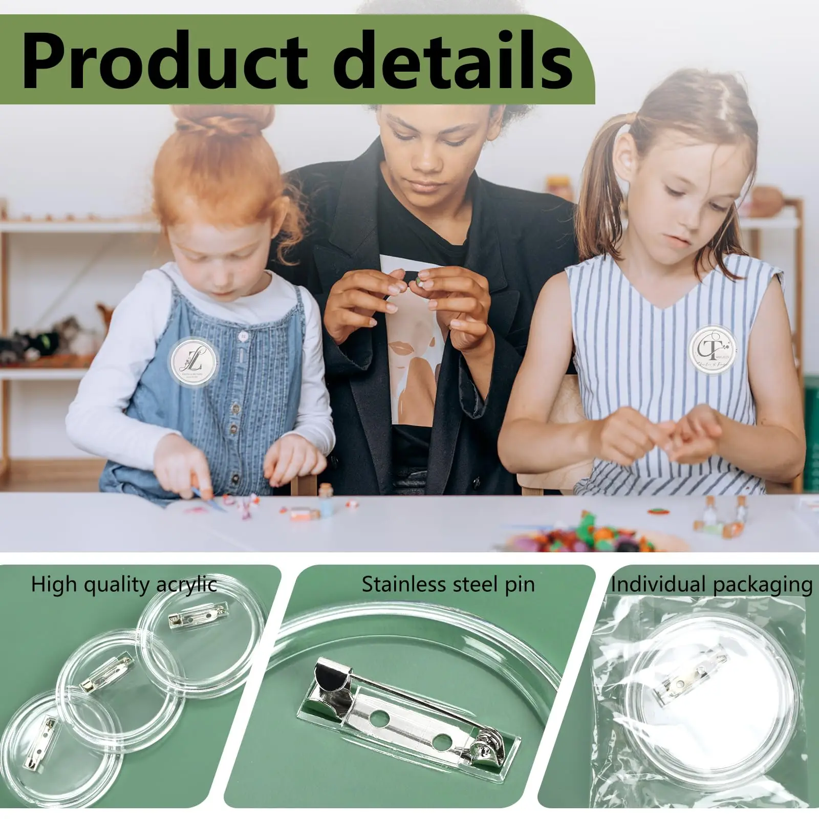 Badge parts badge pin button making supplies 20 Sets clear plastic craft button pins bulk blank supplies make your own changeable picture button badges DIY crafts