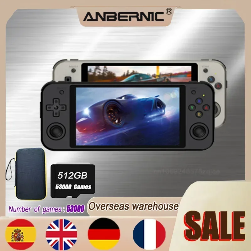 Anbernic 공식 스토어 5.36 인치 레트로 비디오 HD 콘솔 시스템, 안드로이드 리눅스 512G 포켓 게임 플레이어, 100000 게임, RG552