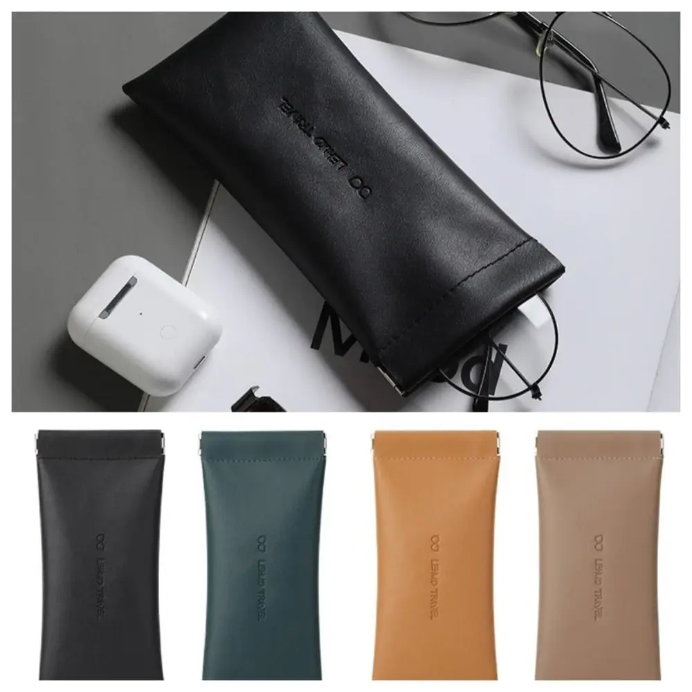 

Solid Color Self-closing Glasses Bag Sundries Jewelry Pouch Waterproof Mini Cosmetic Bag PU Leather Coin Bag