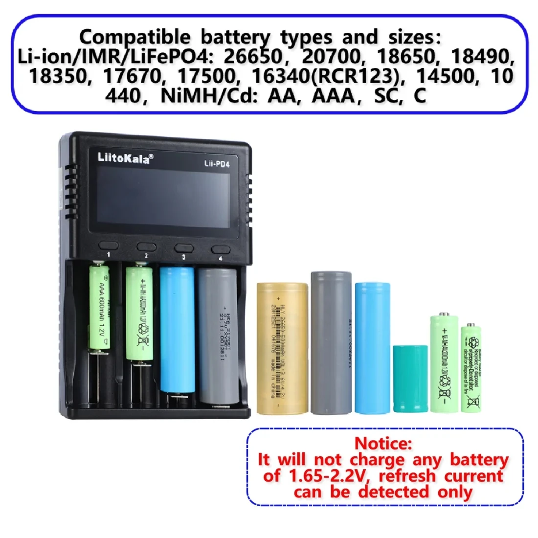 LiitoKala Lii-PL2 Lii-ND4 C2 PD4 18650 충전기, 3.7V/1.2V NiMH 18650 18350 18500 21700 20700 충전식 리튬 배터리 충전기