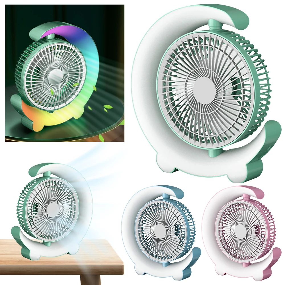 Description Picture 4 of itemUSB Small Cooling Fan 360 Degree Rotatable with Colorful Light Personal Fan Desktop Fan for Home Office Bedroom Dorm Summer Gift