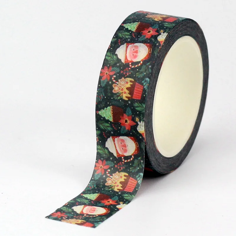 NEW 1PC Decorative Christmas Patterns Washi Tape Set DIY Scrapbooking Journaling Adhesive Masking Tape Cute Stationery 3