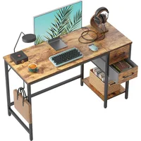 Computer Desk with 2 Drawers, 40 Inch Small Home Office Desk Study Writing Table, Rustic Brown, Computers Desks 2